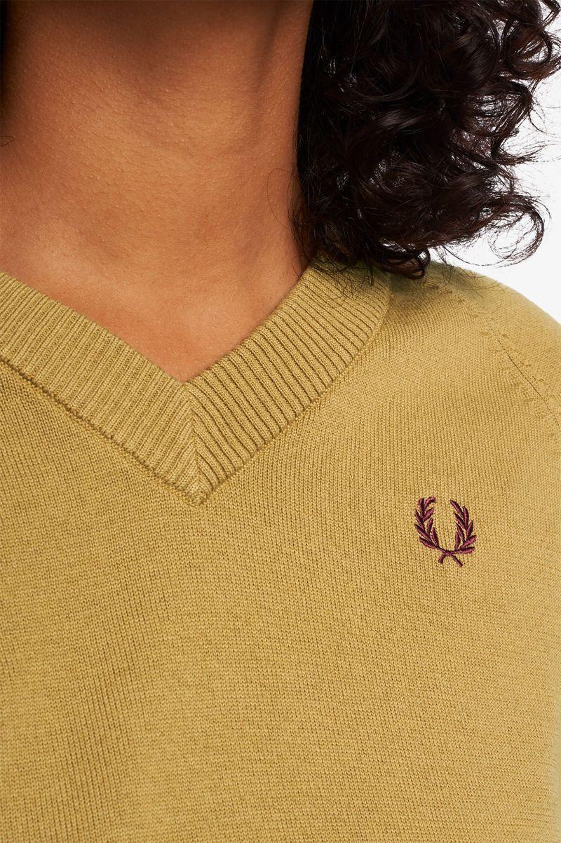 Grey Fred Perry V-Neck Jumper Women's Knitwear | PH 1939SGLO